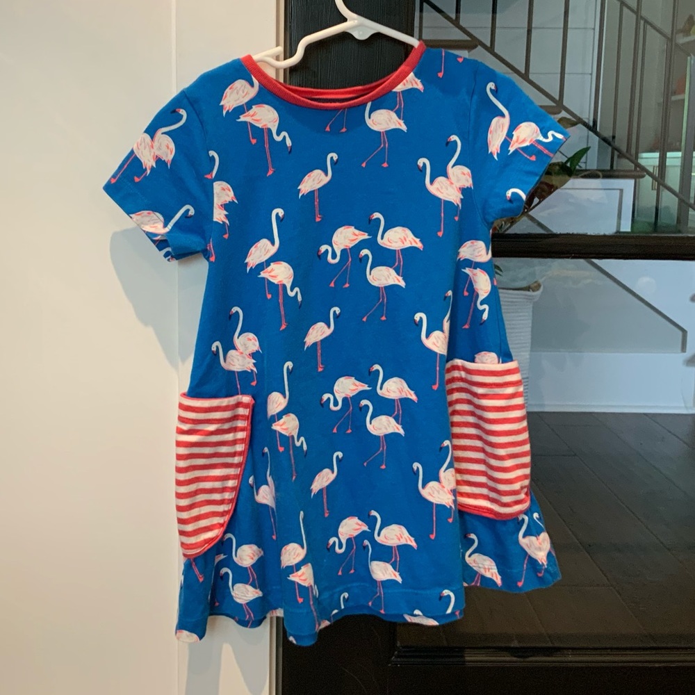 Mini Boden Flamingo dress with pockets NWOT